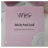 WDF 60pcs Gold Plastic Dinner Plates -10.25inch Baroque White and Gold Plates Fancy Plastic Plates for Upscale Bridal Shower & Wedding & Birthday - Retail: $40