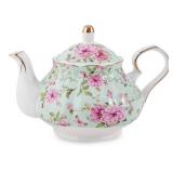 Flower Ceramic Teapot,22oz Porcelain Tea pot for Tea Coffee Milk for Office Home Men Women as Gift.