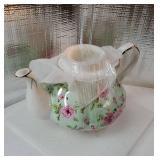 Flower Ceramic Teapot,22oz Porcelain Tea pot for Tea Coffee Milk for Office Home Men Women as Gift.