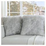 Black White Decorative Throw Pillow Covers 22x22 Inch Set of 2,Soft Fluffy Faux Fox Fur Textured Cushion Case, Modern Home Decor for Couch Living Room - Retail: $43