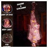 Halloween Animatronics 67inch Cocoon Corpse - Animated Mummy Hanging Dead Body Decoration with Sound Activated, Creepy Voice, Spooky Skull, Light Up Eye, Scary Move Haunted Horror Life Size Prop - Ret