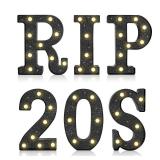 6Pcs 30th Birthday Decorations for Women, RIP 20S Led Light Up Sign Death to My 20s Party Supplies Gifts Favor for Table Wall Decor(Shining Black)