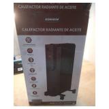 1500-Watt Black Indoor Electric Oil-Filled Radiator Convection Radiant Space Heater with Remote Control for Living Space - Retail: $100