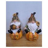 Fall Gnome and Pumpkin Resin Statues -2 Pack
