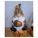 Fall Gnome and Pumpkin Resin Statues -2 Pack
