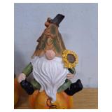 Fall Gnome and Pumpkin Resin Statues -2 Pack