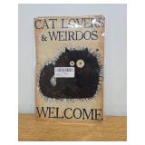 Funny Farm & Cat Metal Signs - Set of 2