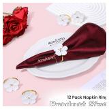 12pcs White Flower Napkin Rings