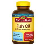Nature Made Fish Oil Supplements 1200 mg Omega 3 Supplements for Healthy Heart Support Softgels - 100ct, (BEST BEFORE MARCH 2028)
