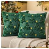 Embroidered Christmas Pillow Covers 18x18 Inch- Set of 4
