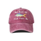 Men Want Me Fish Fear Me Hat- Burgundy