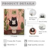 3 Count of Funny Black Cat Bathroom Canvas Wall Art Prints 11x14 Inch