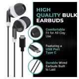 100 Pack USB C Headphones for iPhone 16/15 Pro Max, Type C Wired Earbuds with Noise Isolation, USB-C Earphones for iPad Pro, Galaxy S23/S22/S21, Chromebook, MacBook, Android, Kindle Fire Max 11
