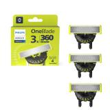 Philips Norelco OneBlade 360 Blades, Genuine Replacement Blades for OneBlade Electric Shaver and Trimmer, Durable Stainless Steel, Trim, Edge and Shave, 3 Pack, QP430/80