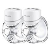 Hands Free Breast Pump, Wearable/Portable Breast Pumps with 4 Modes & 12 Levels 24mm Flange, 2 Pack