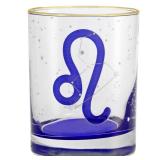 Culver 22k Gold Rim Leo Astrological Zodiac Sign Double Old Fashioned Glass, 13.5-Ounce
