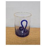Culver 22k Gold Rim Leo Astrological Zodiac Sign Blue Outside Bottom DOF Double Old Fashioned Glass, 13.5-Ounce (Single Glass) (Leo) July 23-August 22