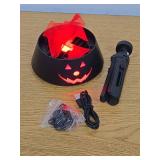 3D LED Fake Fire Flames Effect Light, 1800mAh Batterry Halloween Fire Light for Indoor/Outdoor Suspension or Desktop Decor Spooky Party Prop & Atmosphere Lighting for Bar Stage Home (Black)