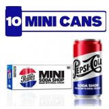 Pepsi Cola Real Sugar Soda Pop 7.5 fl.oz 10 Pack Mini Cans (BEST BY MARCH 16, 2026)