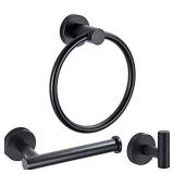 3 Pieces Bathroom Kit Accessories Set Stainless Steel Bathroom Hardware Set (Matte Black)