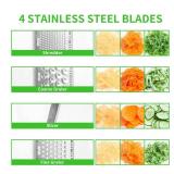 LHS Mandoline Slicer, 4 Sharp Stainless Steel Blades with Food Storage Container Dishwasher Safe (grey)