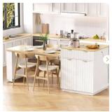 82.6" White Fluted Kitchen Island with Extendable Dining Table (Listing photo is for display/reference purposes only and represents the product style) - Retail: $351
