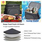ExtraCharm Insulated Lunch Bag for Women/Men - Reusable Lunch Box for Office Picnic Hiking Beach - Leakproof Cooler Tote Bag Organizer with Adjustable Shoulder Strap for Adults - Black