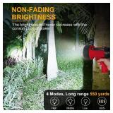 YIERBLUE Rechargeable Spotlight Flashlight with 100,000 High Lumen LED, IP67 Waterproof Long Running Spot Light searchlight, Impact Resistant Handheld Spotlight with Foldable Stand and Red Lens