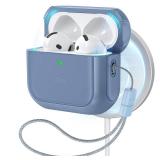 ESR for AirPods 4 Case, Compatible with AirPods 4th Generation Case (2024) (USB-C), Compatible with MagSafe, Drop Protection Cover with Lanyard, Magnetic Lid Lock, Orbit Hybrid Case, Dark Blue