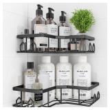 QHMCHLDZ Adhesive Shower Caddy, 2 Pack Corner Bath Organizer, Rustproof Stainless Steel Shower Shelves with Large Capacity, No Drilling Shelves for Bathroom Storage, Home, Kitchen DÃ©cor
