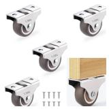 1-1/2 Inch Fixed Caster Wheels Set of 4, Heavy Duty Industrial Casters, Silent Rigid Plate Casters, Furniture Casters for Hardwood Floors, Load Capacity 200 Lbs, Non Swivel