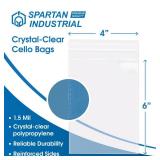 Spartan Industrial - 4 X 6 (1000 Count) Resealable Adhesive Crystal Clear Cello Poly Bags for Bracelet Packaging, Gifts, Party Treat Bags - Self Seal & Reinforced