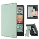 CoBak Case with Stand for Kindle Paperwhite 12th Gen 2024 Released (7) & Kindle Colorsoft Signature Edition - Durable PU Leather Cover with Auto Sleep Wake, Card Slot, Hand Strap Feature, Sage Green