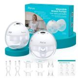 Paruu Hands Free Breast Pump P16, Wearable Breast Pump Electirc Portable with 4 Modes & 12 Levels, Max 309mmHg Strong Suction 19/21/24mm Flange Inserts Wearable Breastfeeding Pump, 2 Pack White
