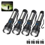 ZioeYiue Rechargeable Flashlights High Lumens, 7Mode Flashlights Rechargeable, Super Bright Flashlight Camping, Adjustable Tactical Flash Light High Powered, LED Flashlight for Home Emergency 4Pack