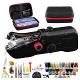 Handheld Sewing Machine with Black Storage Case and 109-Piece Sewing Kit, Mini Portable Cordless Hand Sewing Machine, Ideal for Adults & Beginners, Complete Set of Quick Home Clothing Repair Tools