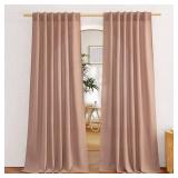 NICETOWN Thick Linen Terracotta Curtains for Bedroom, Rod Pocket & Back Tab Flax Semi Sheer Drapes Privacy Assured with Light Filtering for Girls/Princess Room, W55 x L84, 2 Pieces