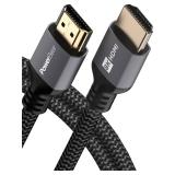 PowerBear 10K 8K HDMI 2.1 Cable 3 ft | Short HDMI Cable, 48Gbps High Speed 4K@120Hz Braided Cord 144Hz 8K@60Hz, eARC, Dynamic HDR 10,for Laptop, Monitor, PS5, PS4, Xbox One