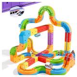KlickRail Electric Train Set Flexible Race Track for Kids 4 6 7 8, 88 Pcs Car Track for Toddlers 3-5, Building Toy Train Track Gravity-Defying 3D Embedded Layouts & Motorized Car, STEM Learning Gift