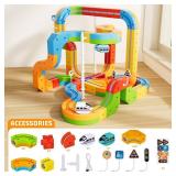 KlickRail Electric Train Set Flexible Race Track for Kids 4 6 7 8, 88 Pcs Car Track for Toddlers 3-5, Building Toy Train Track Gravity-Defying 3D Embedded Layouts & Motorized Car, STEM Learning Gift