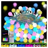 2026 New 46ft Smart Color Changing Easter Lights Outdoor Indoor | 100 LED RGB Globe Pastel String Lights App Control with Remote & Timer, Fairy Light Plug in Waterproof Easter Decor Girl