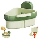 Suction Cup Sink Corner Rack 2026 Upgrade Corner Sink Strainer Basket Automatic Dumping Suction Cup Press Sinks Drainer Basket Faucet Sponge Storage Rack Food Waste Catcher for Sink (1PC - Green)