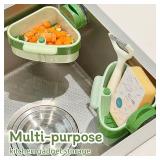 Suction Cup Sink Corner Rack 2026 Upgrade Corner Sink Strainer Basket Automatic Dumping Suction Cup Press Sinks Drainer Basket Faucet Sponge Storage Rack Food Waste Catcher for Sink (1PC - Green)