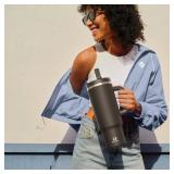 40 oz Tumbler with Handle and Straw: Stainless Steel Insulated Tumbler Keeps Cold for 24 Hours, Leakproof Travel Cup Fits in Cup Holder and BPA-Free, Black Night