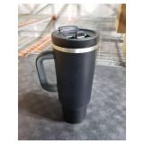 40 oz Tumbler with Handle and Straw: Stainless Steel Insulated Tumbler Keeps Cold for 24 Hours, Leakproof Travel Cup Fits in Cup Holder and BPA-Free, Black Night