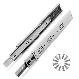 Gobrico Drawer Slides Furniture Hardware 14-inch 100 lb. Hydraulic Soft Close Full Extension Ball Bearing Runners 3Folds 2Pair