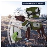 IECOii Zip Up Dog Coat for Large Dogs - Waterproof Winter Fleece Jacket in Green, XLarge - Suitable for Border Collie, Pitbull