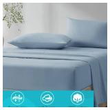 Comfort Spaces 100% Cotton Sheet Set Breathable, Lightweight, Soft with 12 Elastic Pocket Fits up to 14 Mattress, All Season Cozy Bedding, Matching Pillow Case, Twin Blue 3 Piece