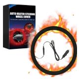 Heated Steering Wheel Cover,2026 New 15 12V Steering Wheel Warmer Heated Steering Wheel Protector Cover for Winter Universal,Suitable for Standard Size Cars, Trucks, Vans, SUV
