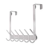 YUMORE Over The Door Hooks, SUS304 Stainless Steel Heavy Duty Door Hanger for Coats Robes Hats Clothes Towels, Hanging Towel Rack Organizer, Easy Install Space Saving Bathroom Hooks, Brushed Finish NO